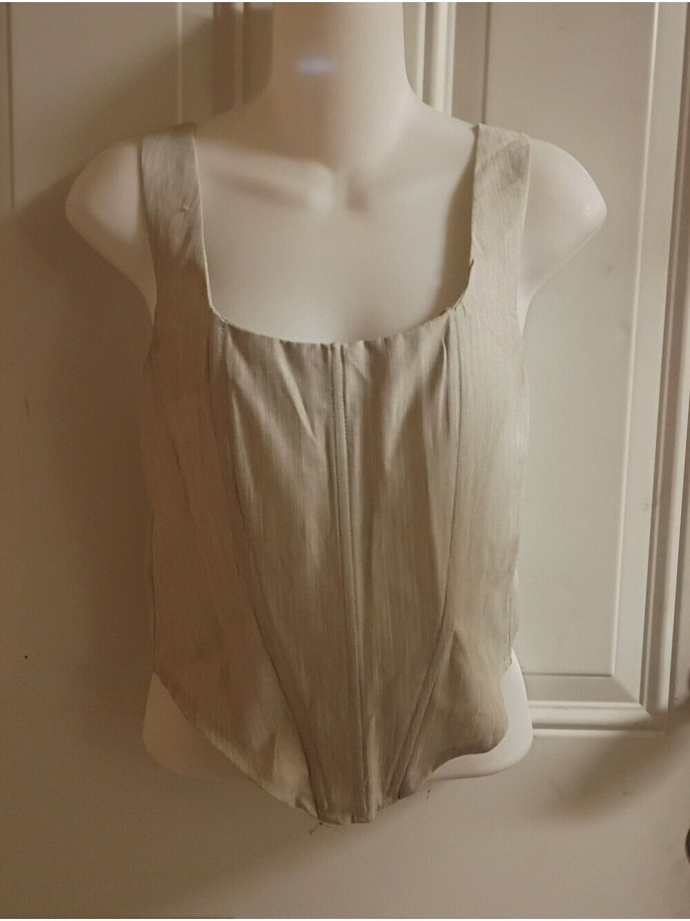 PrettyLittleThing Light Grey Square Neck Corset Tank